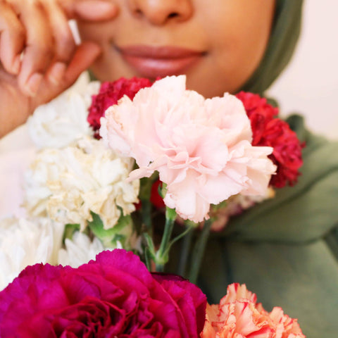 muslim woman hijab with flowers
