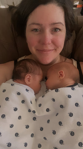 Tara dion, VIP coordinator and amazon specialist of toki mats, with her twin babies