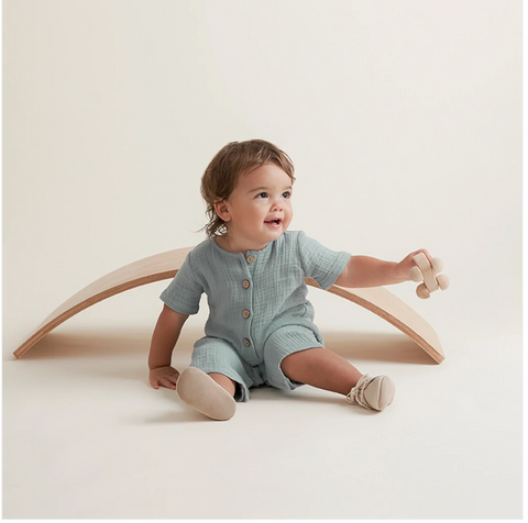 Elegant Baby Light Sage Organic Muslin Baby Jumpsuit