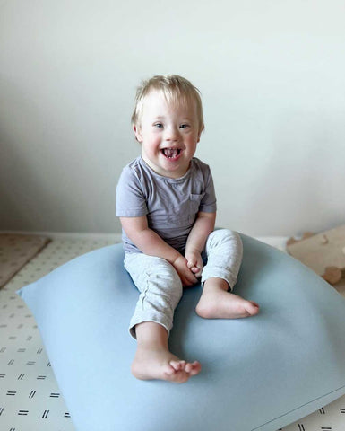 baby on a toki mats bean bag