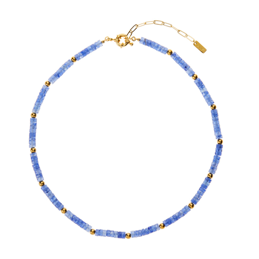 blue beaded choker necklace