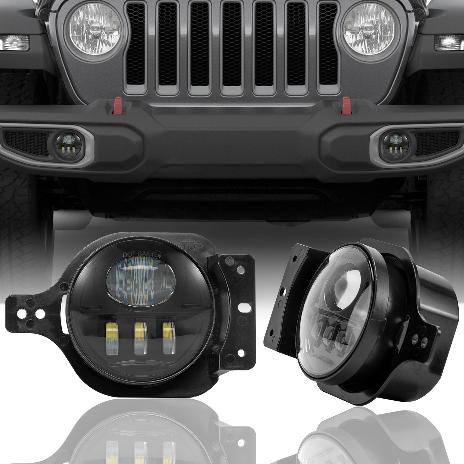 2pcs/set) 4 inch 5D LED Fog Lights For 2018-2023 Jeep Wrangler JL JLU