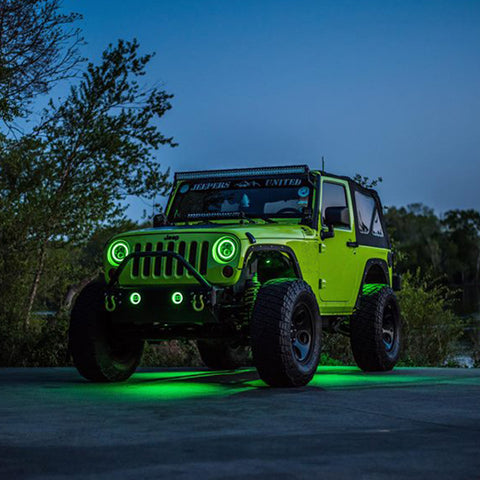 RGB halo LED headlights fog light Combo for Jeep Wrangler JK TJ