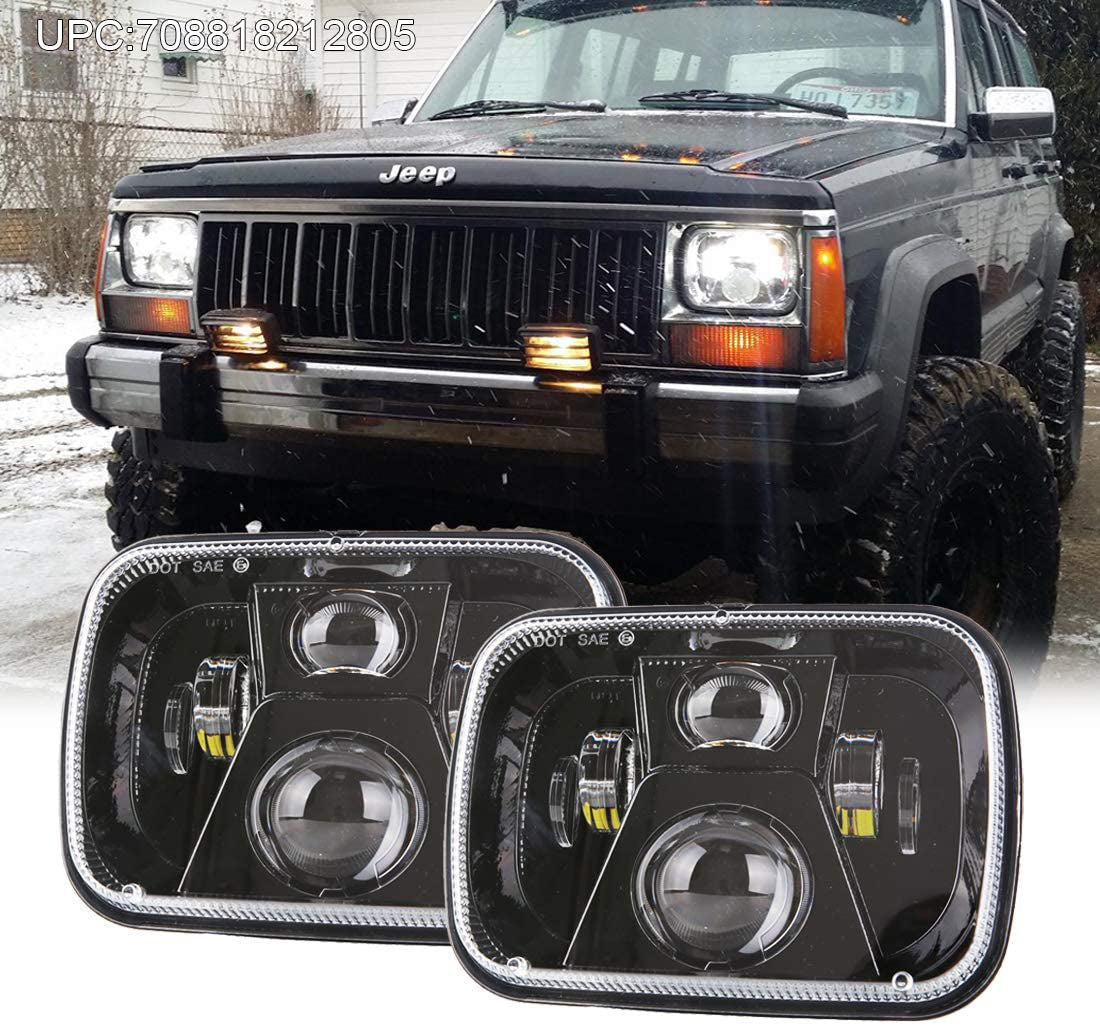 2pcs/set) 5x7 7x6 inch H6054 LED Clear Lens Headlights for for Jeep W