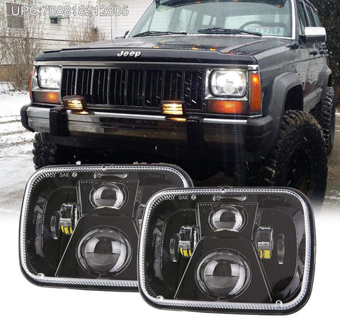 2pcs/set) 5x7 7x6 inch H6054 LED Clear Lens Headlights for for Jeep W