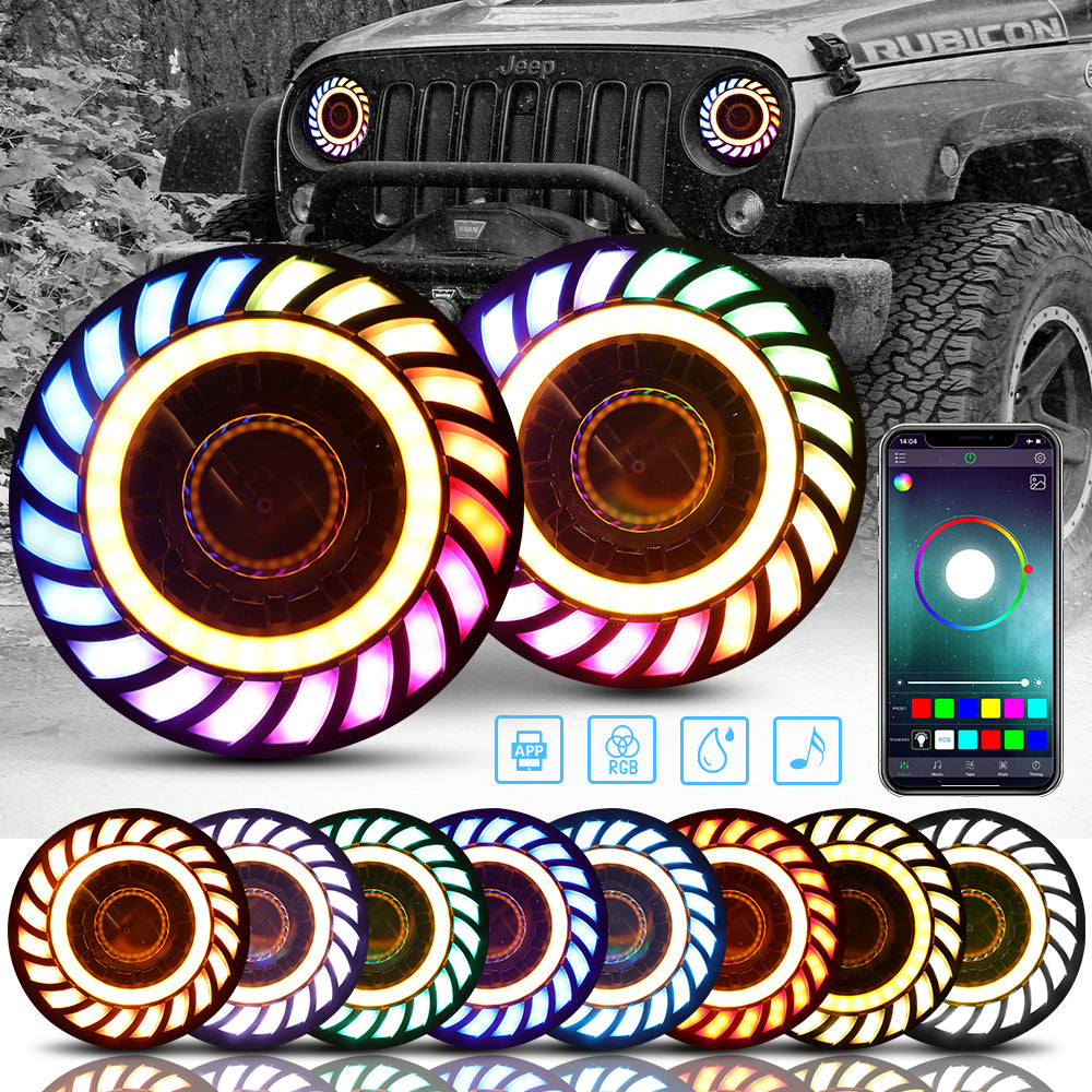 sunpie 7 led headlight for jeep wrangler