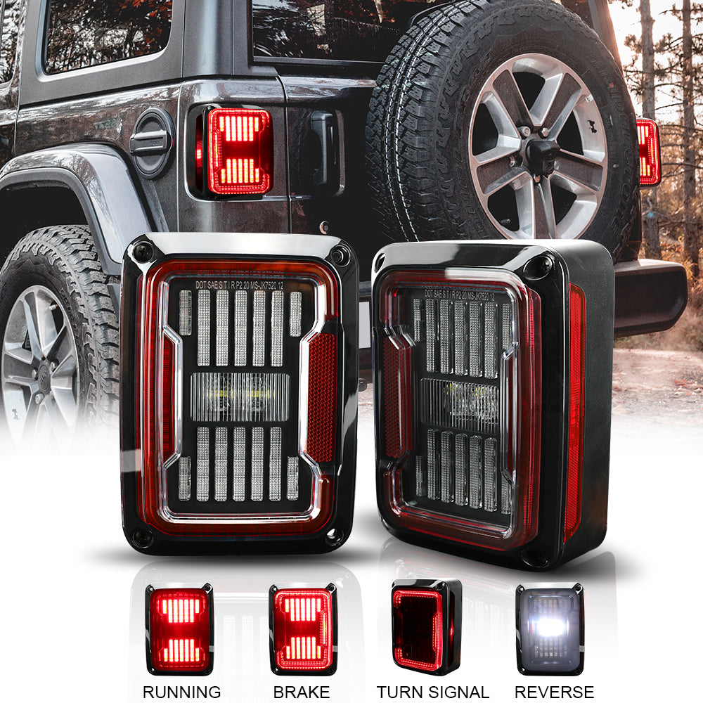 New Arrivals 2007-2018 Jeep Wrangler JK JKU Lens LED Tail Lights (2pcs