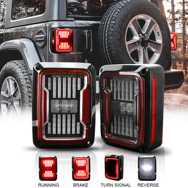 New Arrivals 2007-2018 Jeep Wrangler JK JKU Lens LED Tail Lights (2pcs