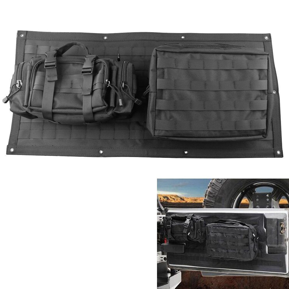 Jeep Wrangler JK Tailgate Cover Molle Black Tail Gate Storage Bags