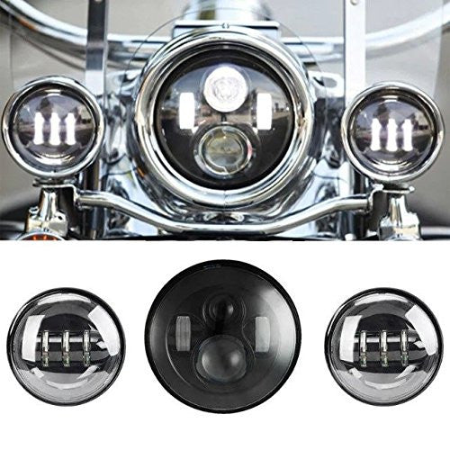 Sunpie 7 LED daymaker Headlight For Harley Davidson Motorcycle Black