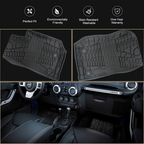 Front & Rear Floor Liners Floor Mats Compatible with 2014-2018 Jeep Wr