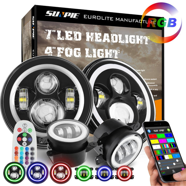 sunpie 7 led headlight for jeep wrangler