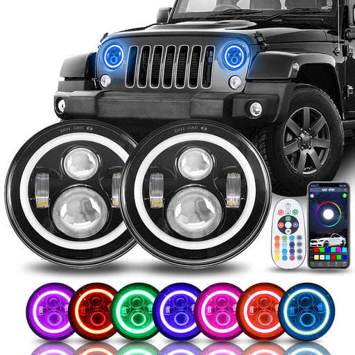 LED JEEP 7 Pouces Angel Eyes DRL Lumières HALO Couleurs Test Review  Francais ThinkUnBoxing 