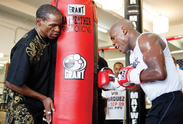 R2F Sports Article Floyd Mayweather’s on punching his punch bag for about 10 to 15.