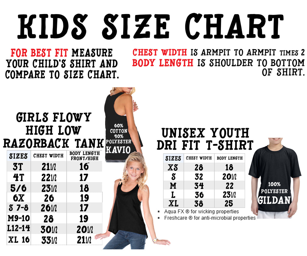 dri fit t shirt size chart