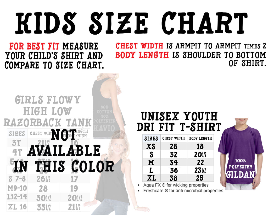 dri fit shirt size chart