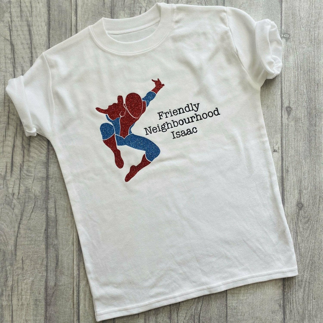 Personalised Spider Man T-Shirt Friendly Neighbourhood Superhero Boy's –  Little Secrets Clothing