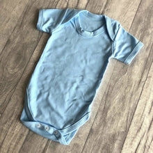 Load image into Gallery viewer, Short Sleeved Blue Baby Boy Girl Plain Romper Newborn

