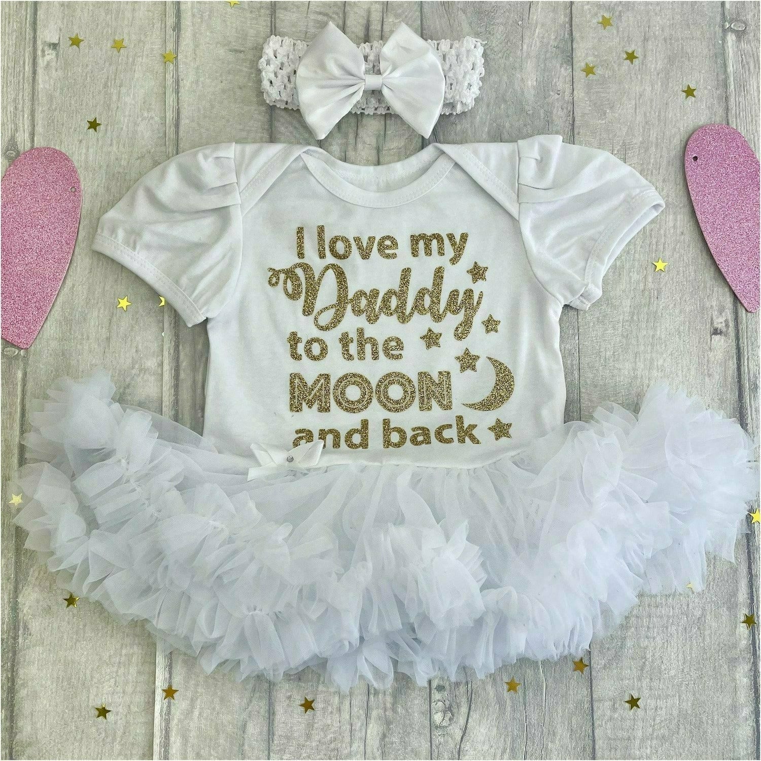 I Love My Daddy To The Moon And Back Baby Girl Tutu Romper With Matc Little Secrets Clothing