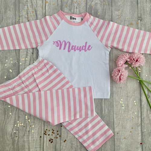 Personalised Pink Star Short Birthday Girls Pyjamas – Little