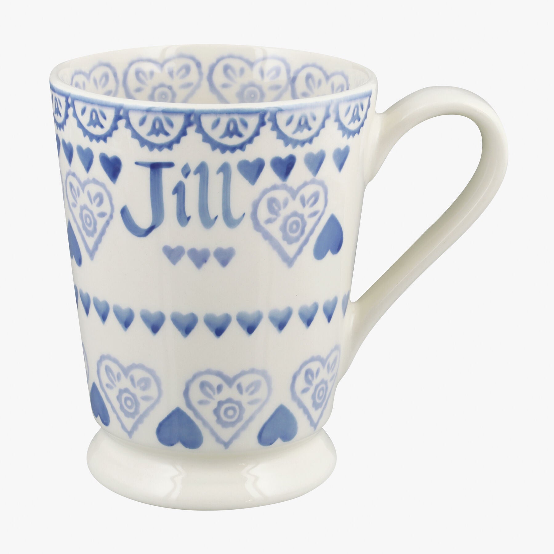 Personalised Blue Sampler Cocoa Mug  - Customise Your Own Pottery Earthenware  | Emma Bridgewater