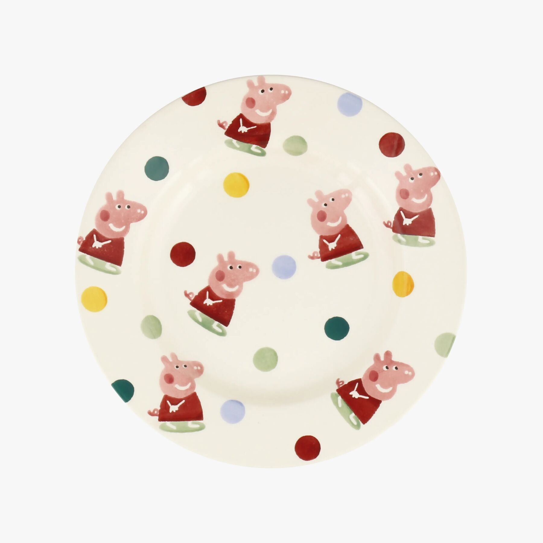 Peppa Pig 8 1/2 Inch Plate - Unique Handmade & Handpainted English Earthenware British-Made Pottery 