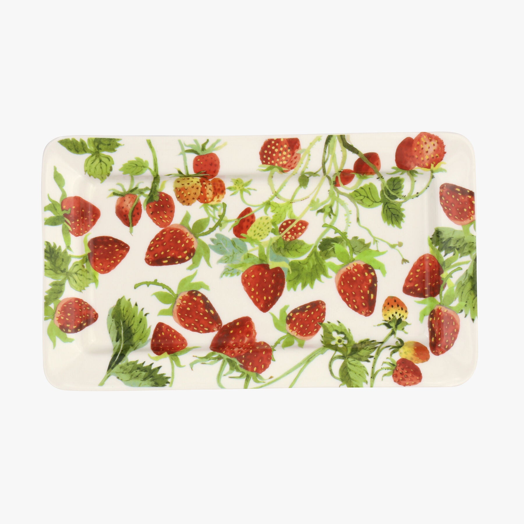 Strawberries Medium Oblong Plate - Unique Handmade & Handpainted English Earthenware British-Made Po