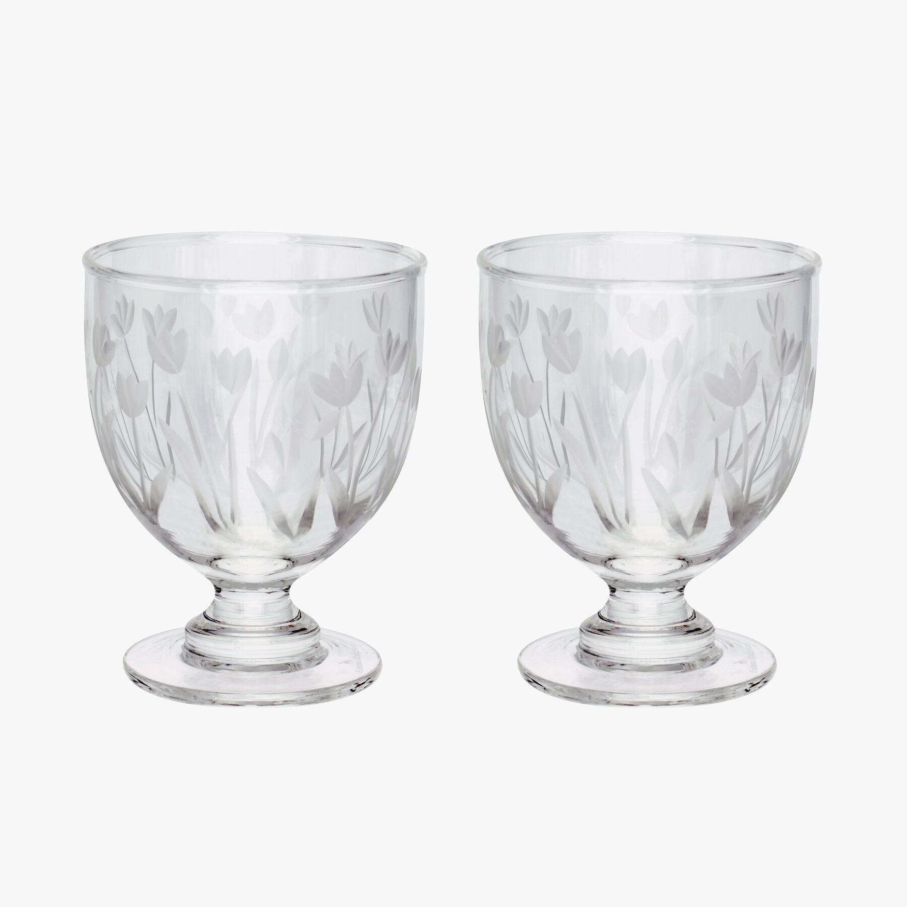 Emma Bridgewater |  Golden Tulips Set Of 2 Wine Glasses - Unique Hand-Etched Piece Glass