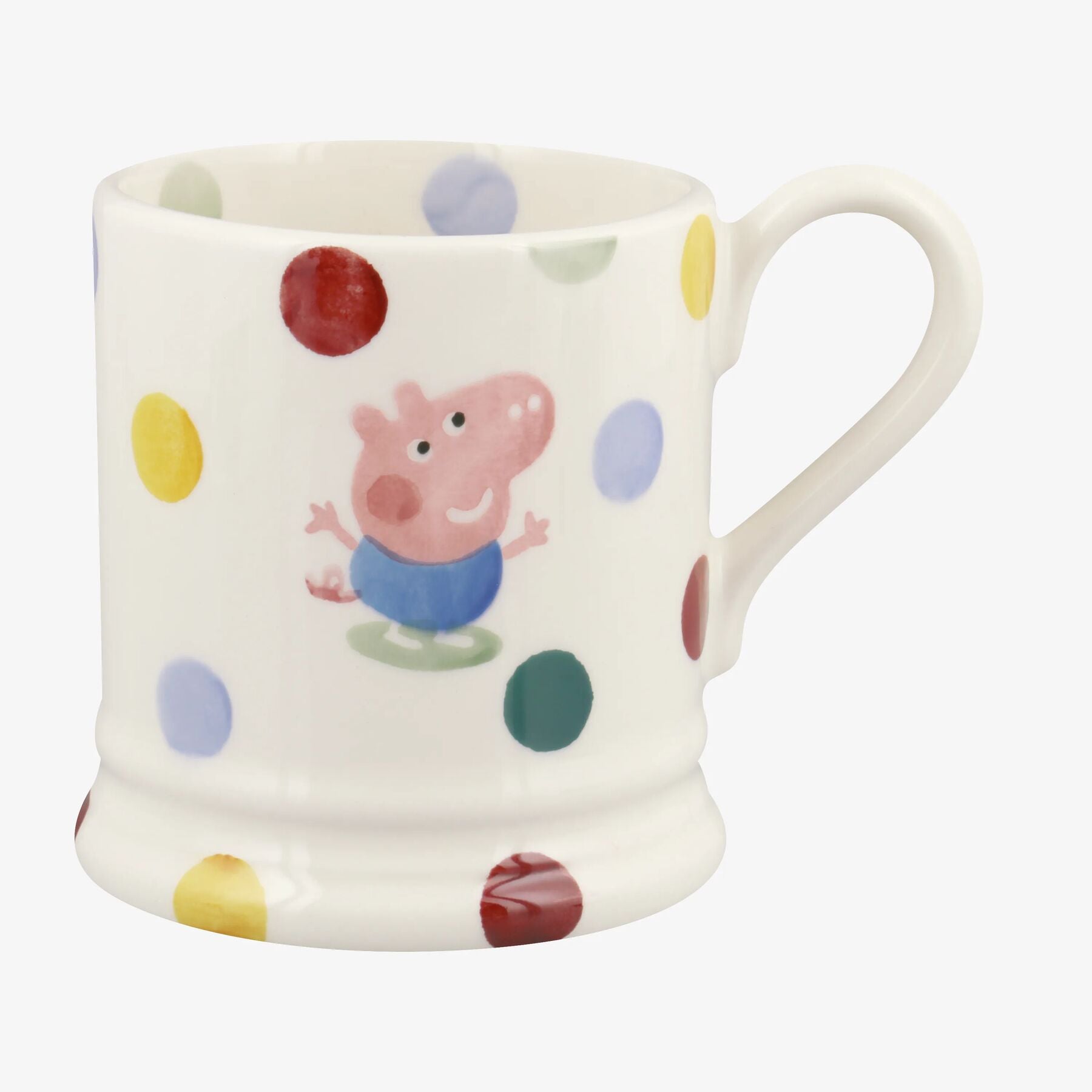 George Pig 1/2 Pint Mug - Unique Handmade & Handpainted English Earthenware Tea/Coffee Mug  | Emma B