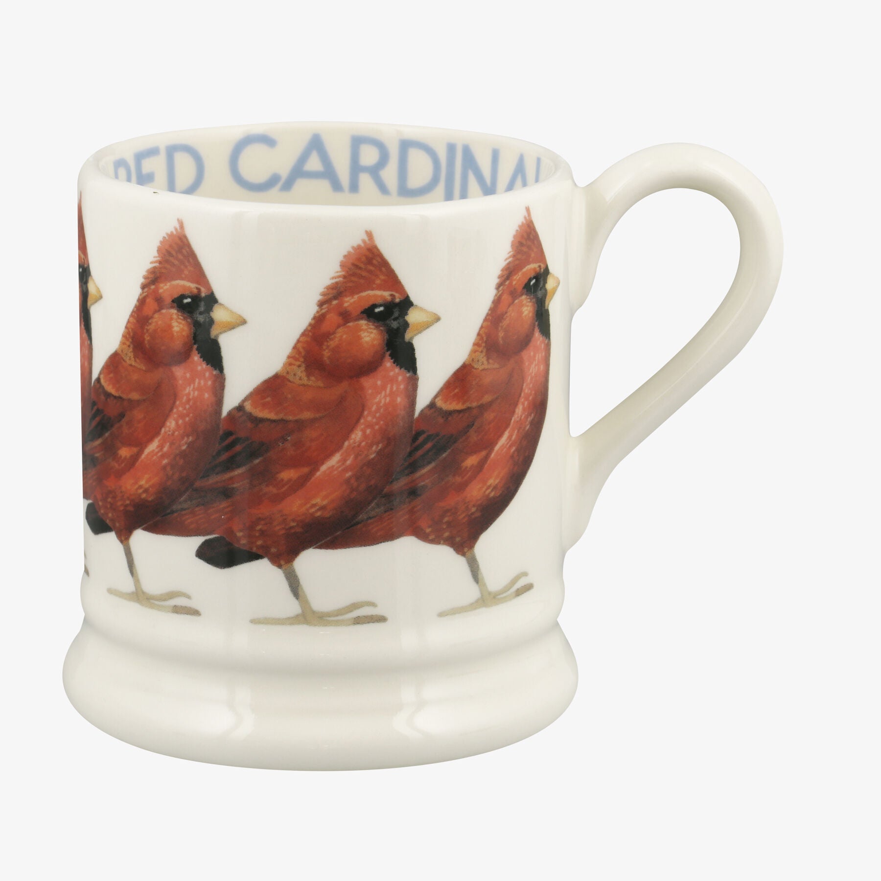 Red Cardinal 1/2 Pint Mug - Unique Handmade & Handpainted English Earthenware Tea/Coffee Mug  | Emma
