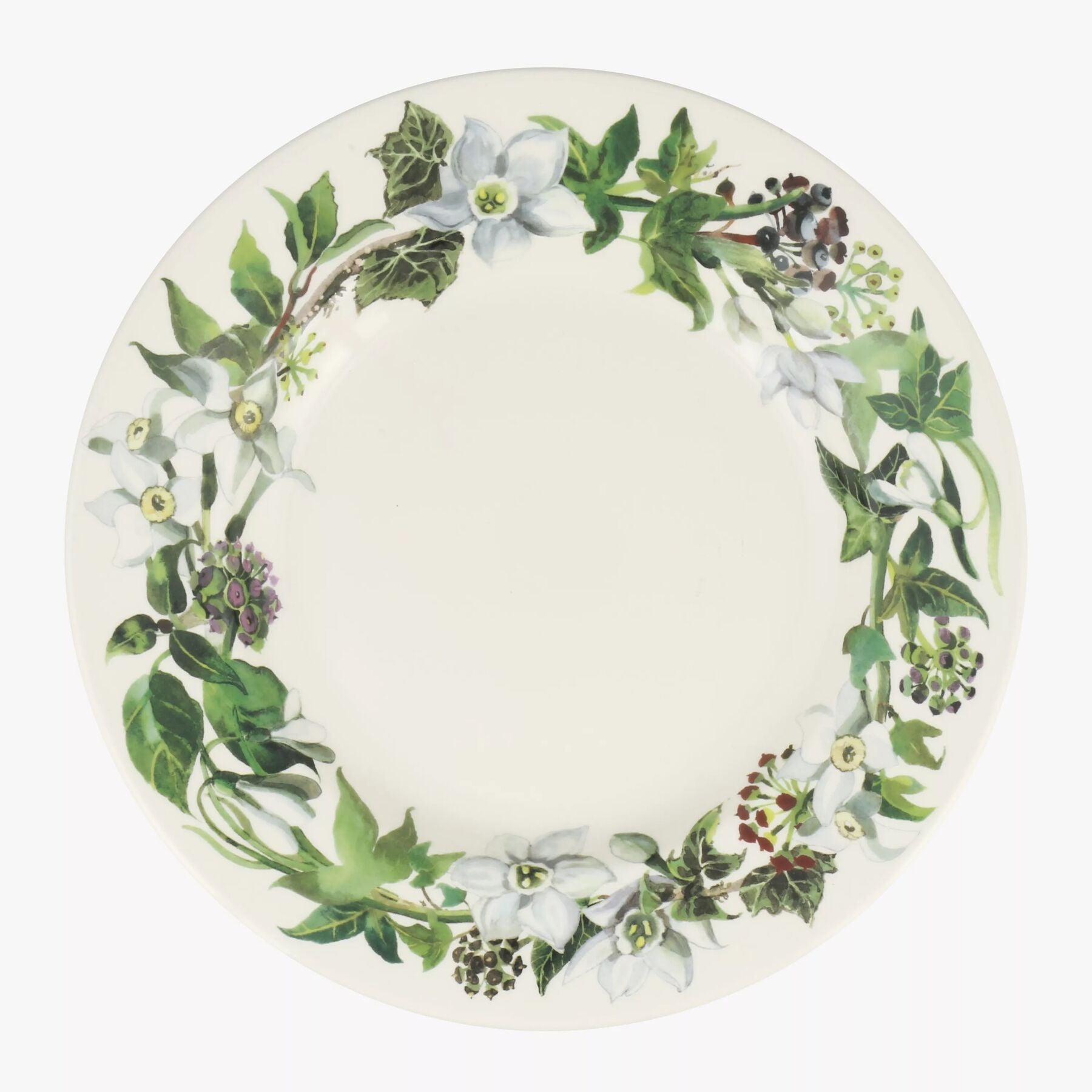 Ivy 10 1/2 Inch Plate - Unique Handmade & Handpainted English Earthenware British-Made Pottery Plate