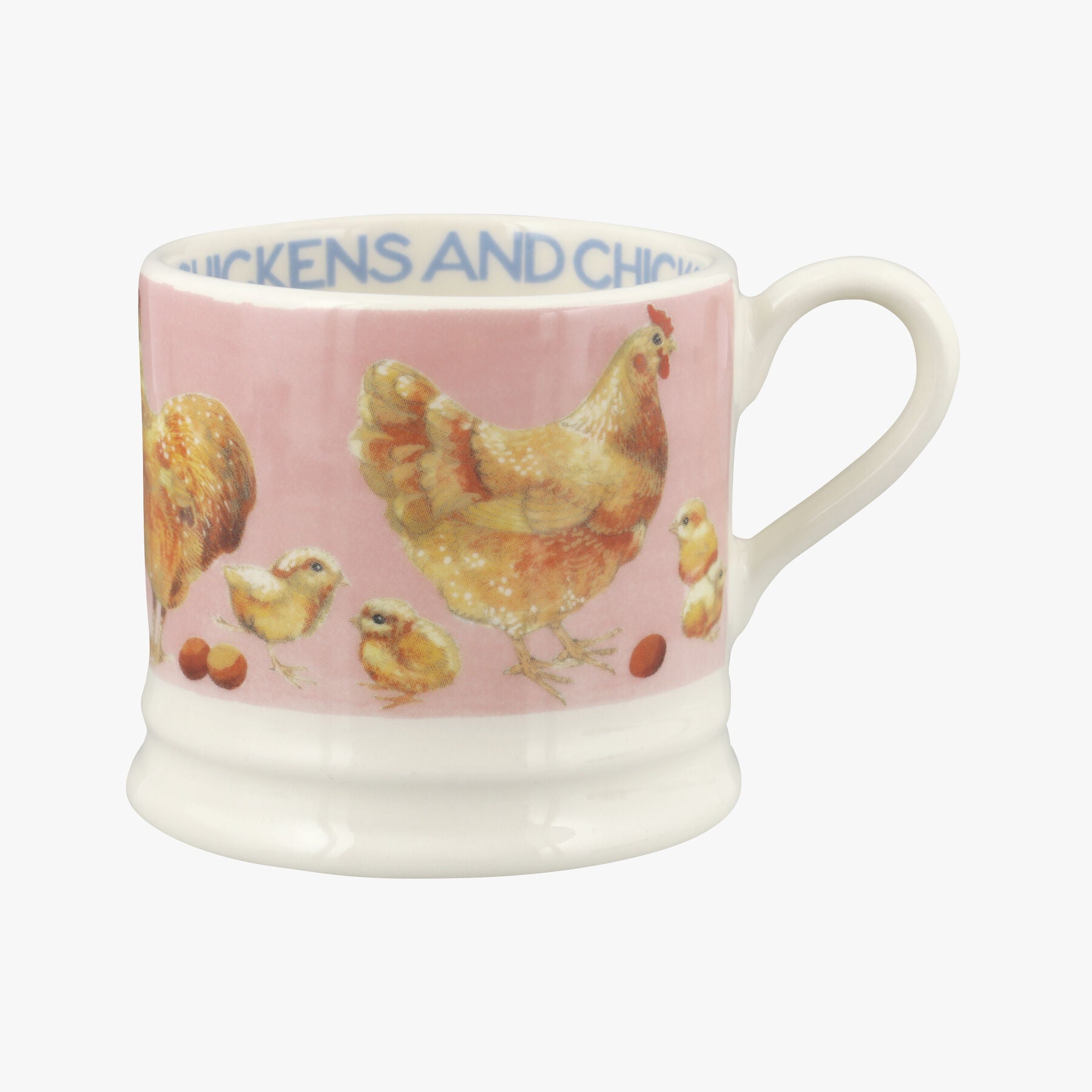 Chickens & Chicks Small Mug - Unique Handmade & Handpainted English Earthenware Tea/Coffee Mug  | Em