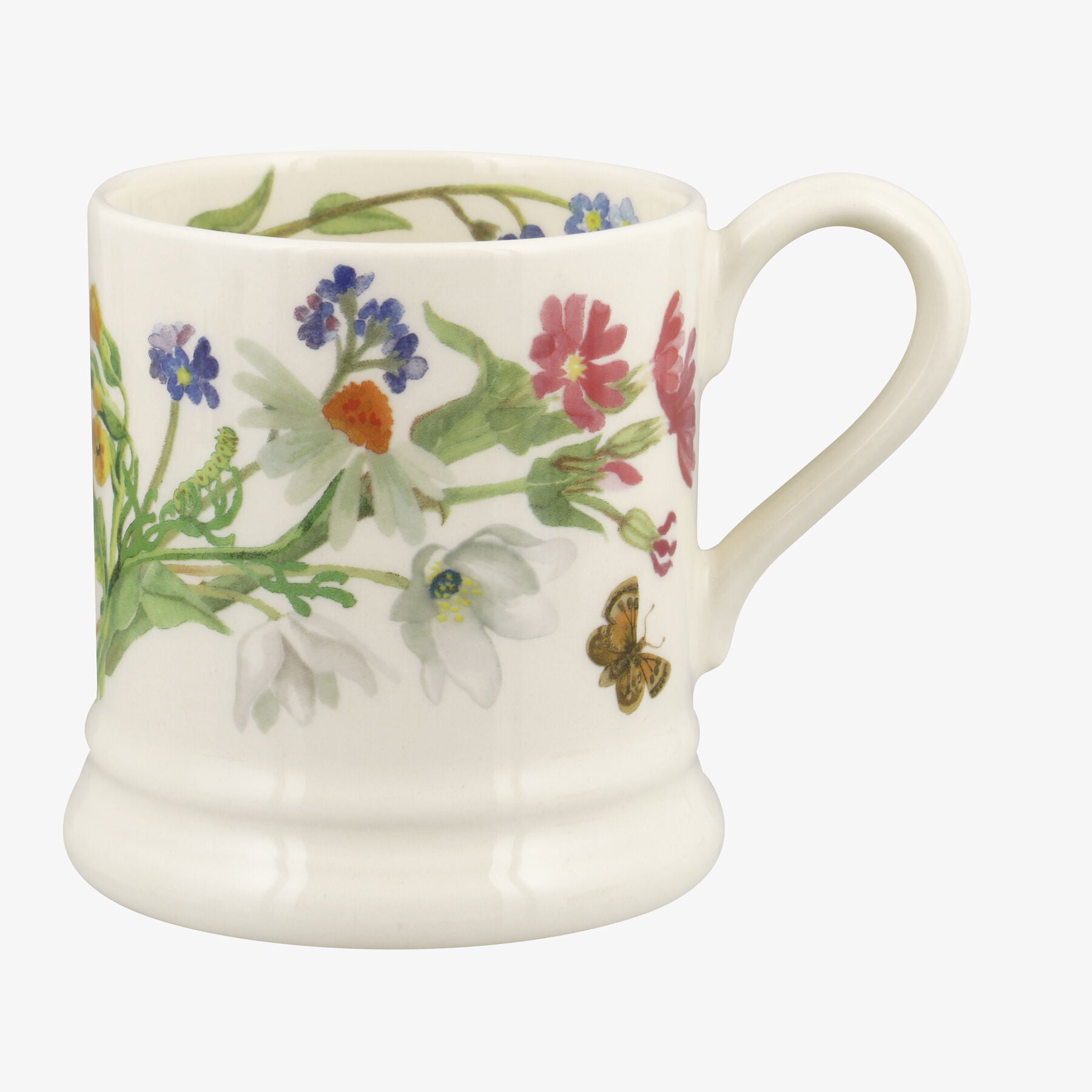 Wild Flowers 1/2 Pint Mug - Unique Handmade & Handpainted English Earthenware Tea/Coffee Mug  | Emma