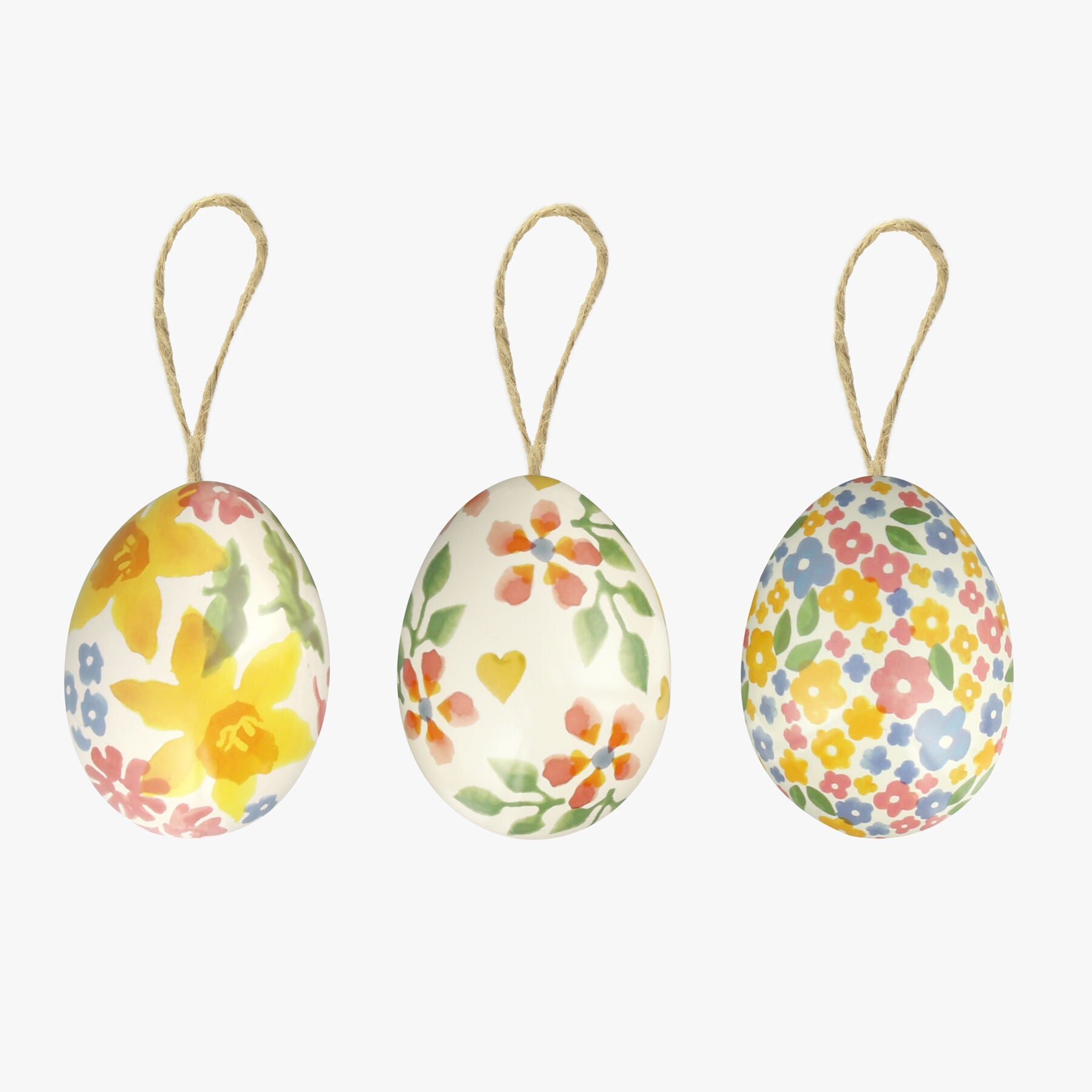 Emma Bridgewater  Wild Daffodils Set Of 3 Small Tin Egg Decorations Perfect For Decorating The Chris