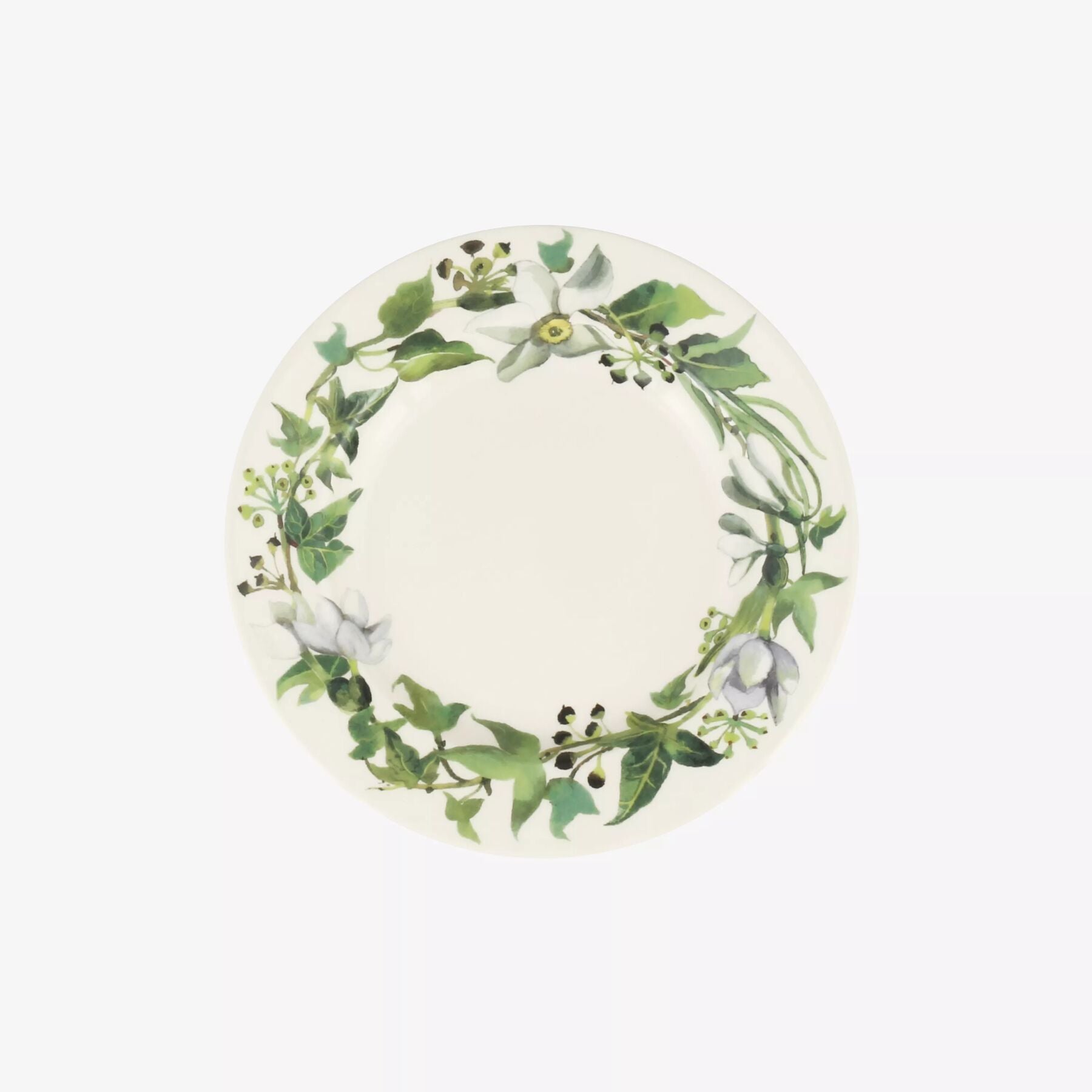 Ivy 6 1/2 Inch Plate - Unique Handmade & Handpainted English Earthenware British-Made Pottery Plates