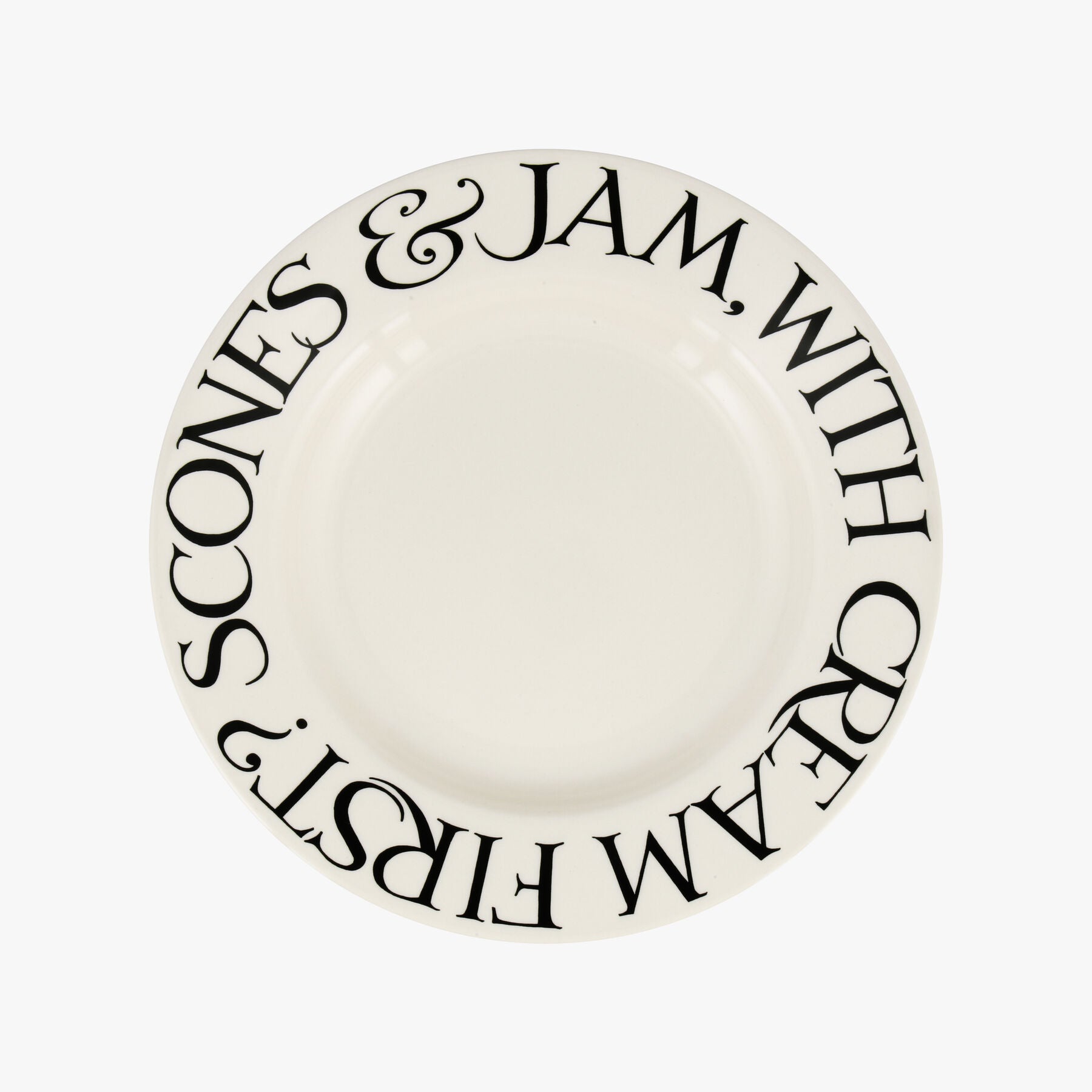 Black Toast Scones & Jam 8 1/2 Inch Plate - Unique Handmade & Handpainted English Earthenware Britis