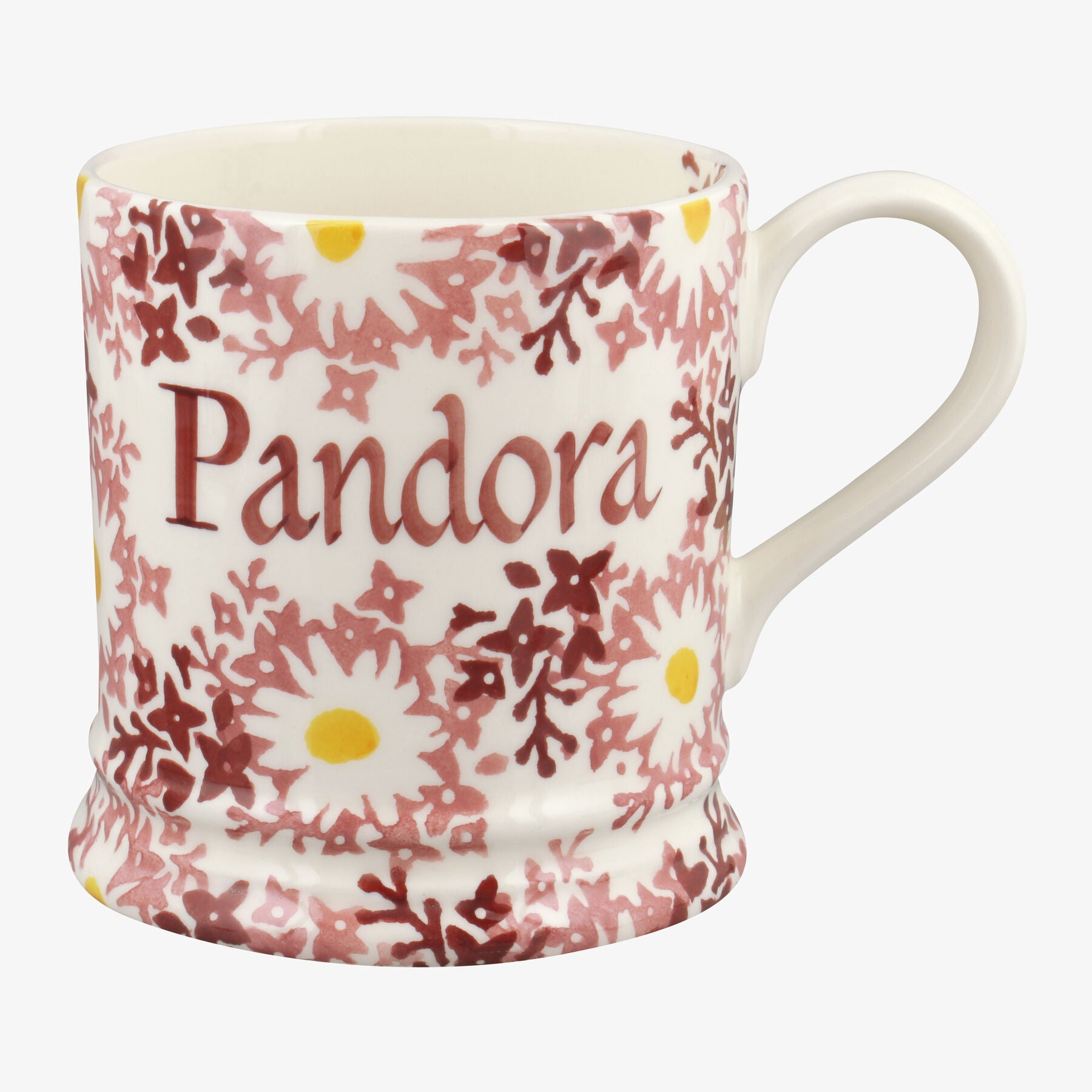 Personalised Pink Daisy Fields 1 Pint Mug  - Customise Your Own Pottery Earthenware  | Emma Bridgewa