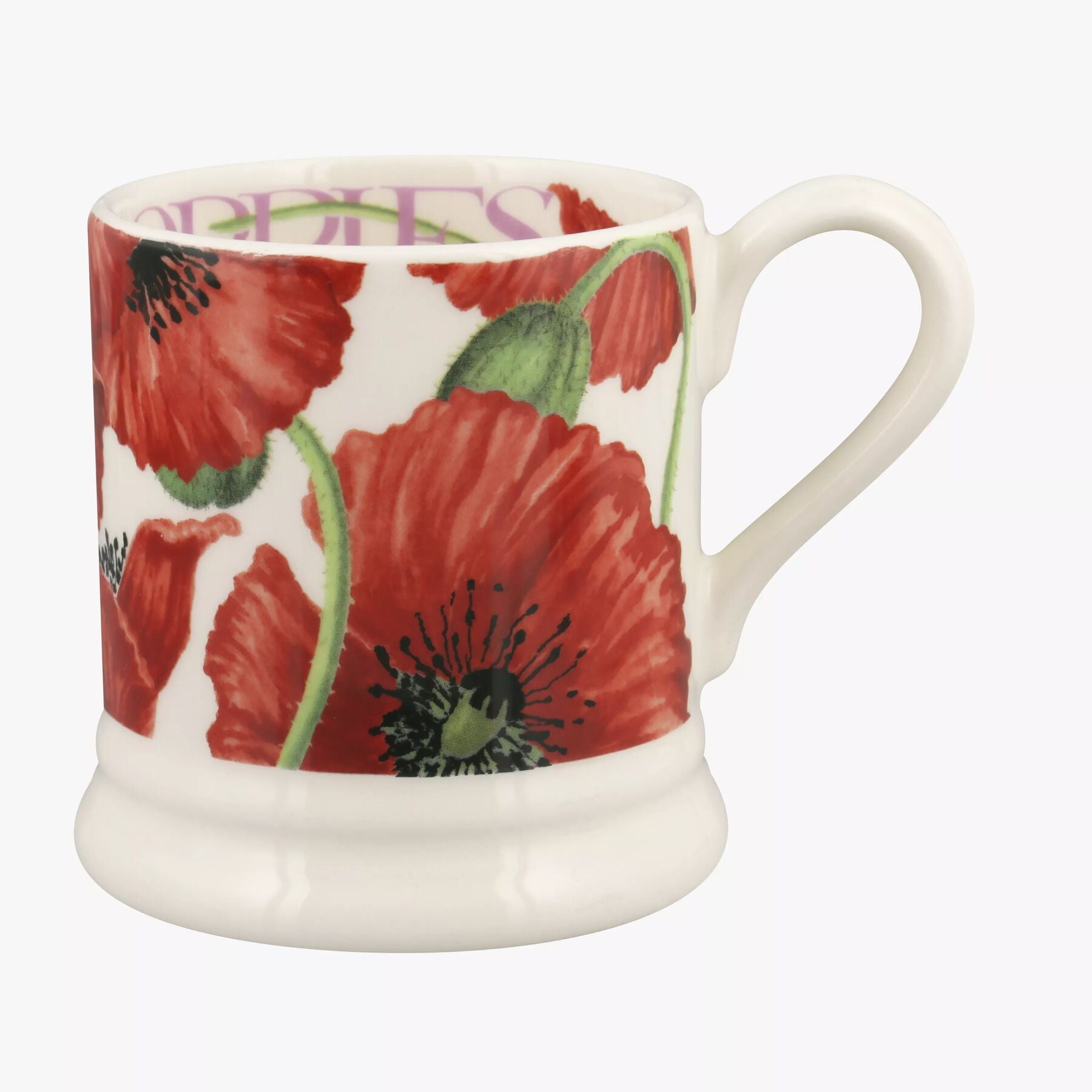 Red Poppy 1/2 Pint Mug - Unique Handmade & Handpainted English Earthenware Tea/Coffee Mug  | Emma Br