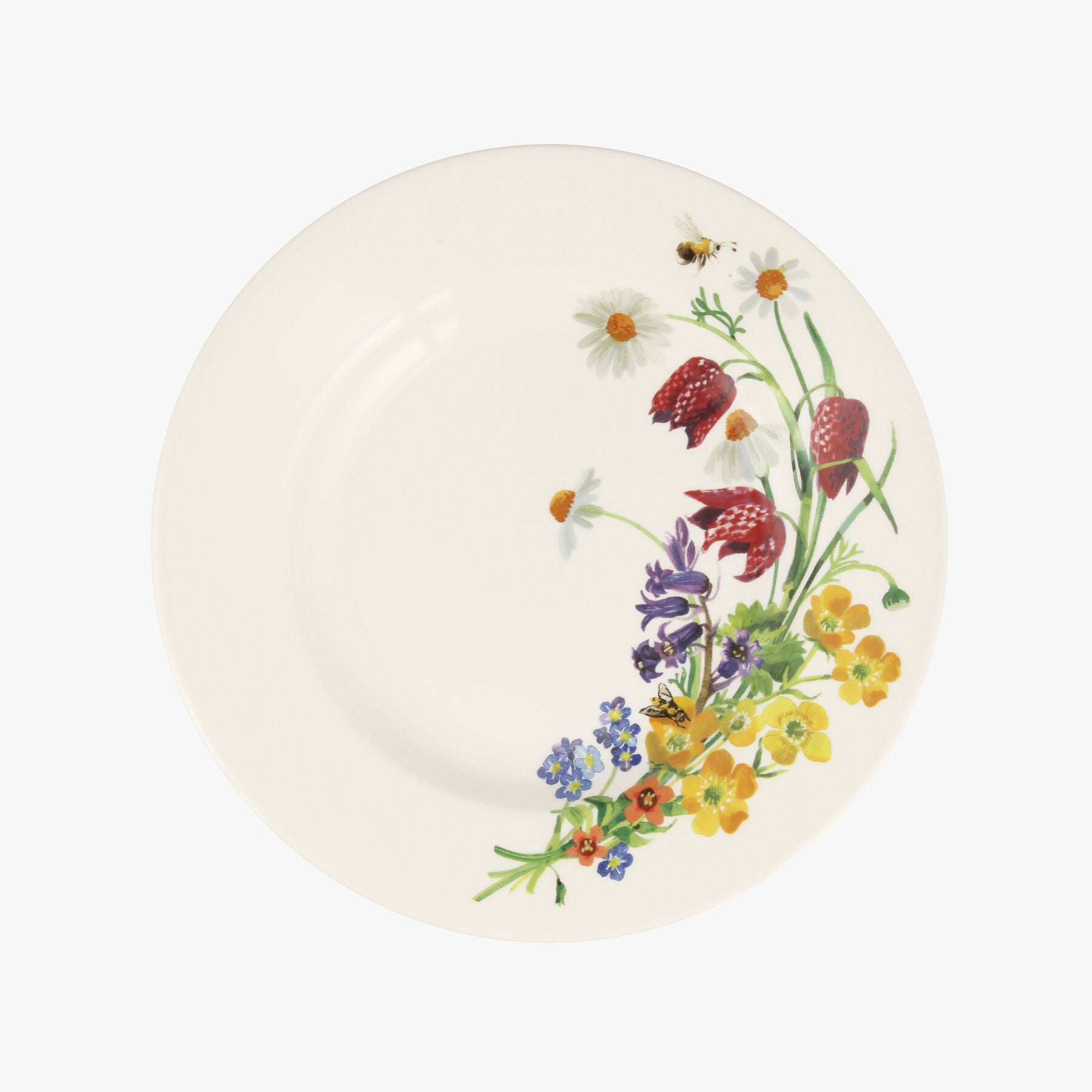 Wild Flowers 8 1/2 Inch Plate - Unique Handmade & Handpainted English Earthenware British-Made Potte
