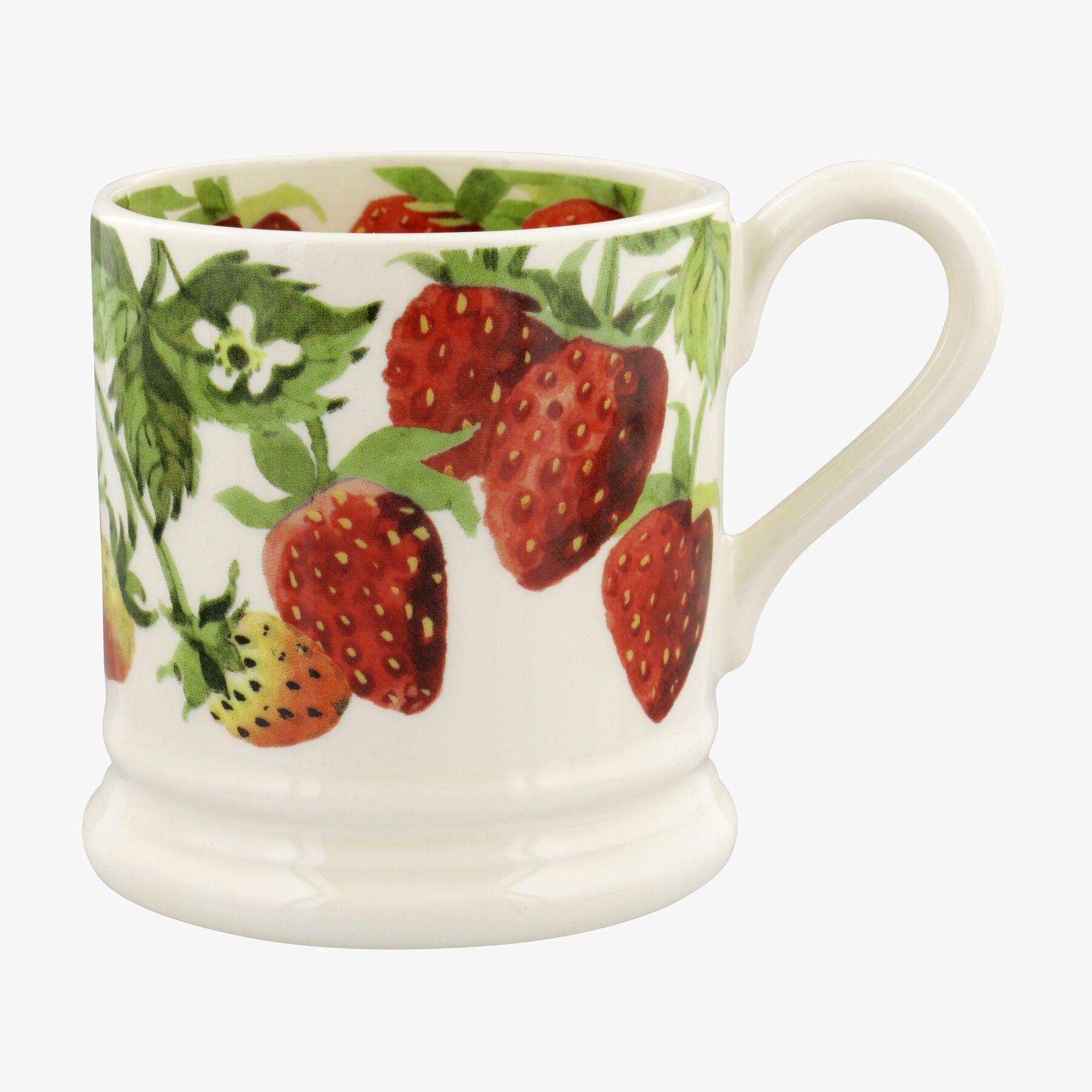 Strawberries 1/2 Pint Mug - Unique Handmade & Handpainted English Earthenware Tea/Coffee Mug  | Emma