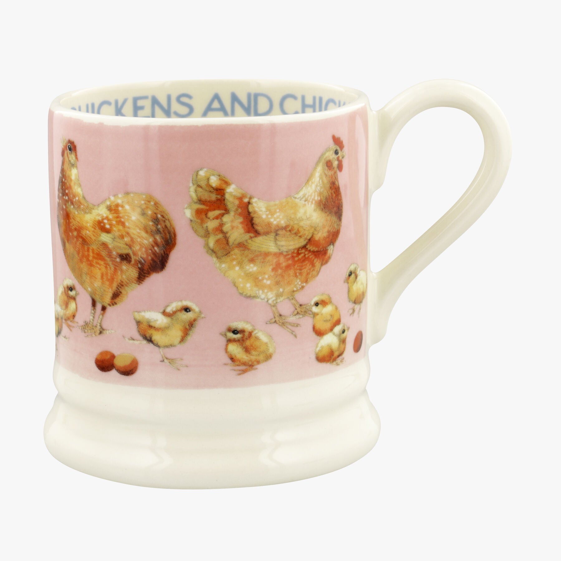 Chickens & Chicks 1/2 Pint Mug - Unique Handmade & Handpainted English Earthenware Tea/Coffee Mug  |