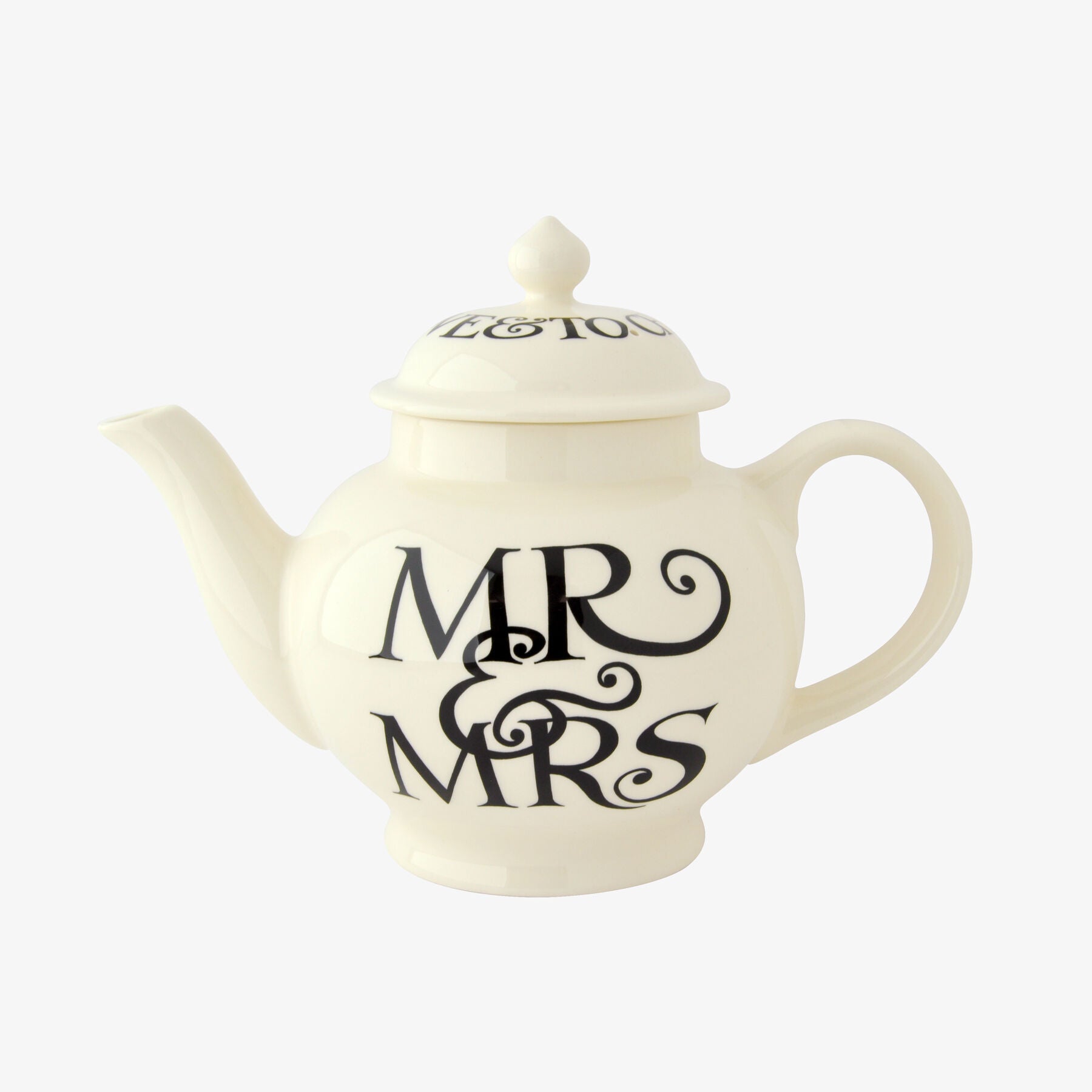 Emma Bridgewater |  Black Toast Mr & Mrs 4 Mug Teapot - Unique Handmade & Handpainted English Earthe