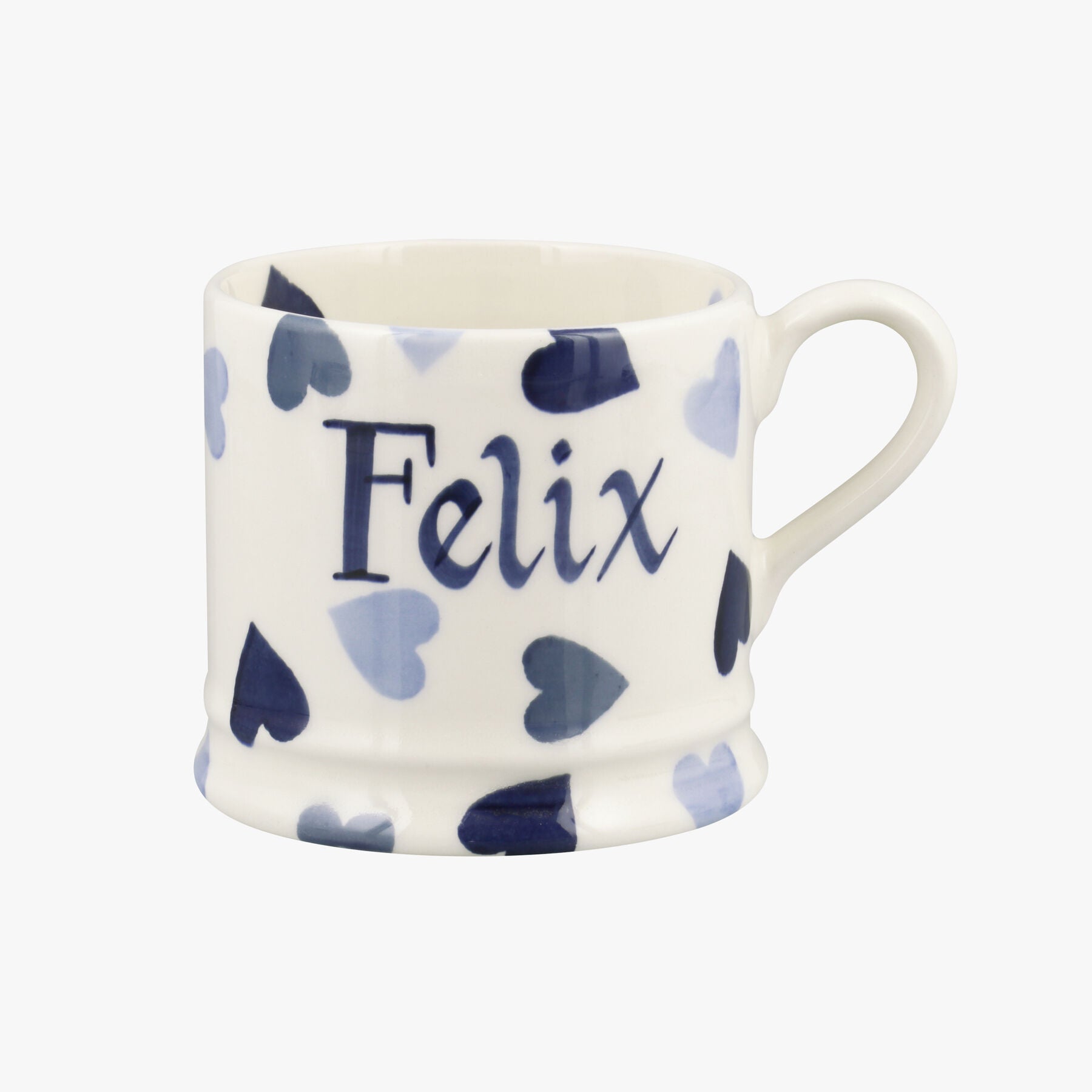 Personalised Blue Hearts Small Mug  - Customise Your Own Pottery Earthenware  | Emma Bridgewater