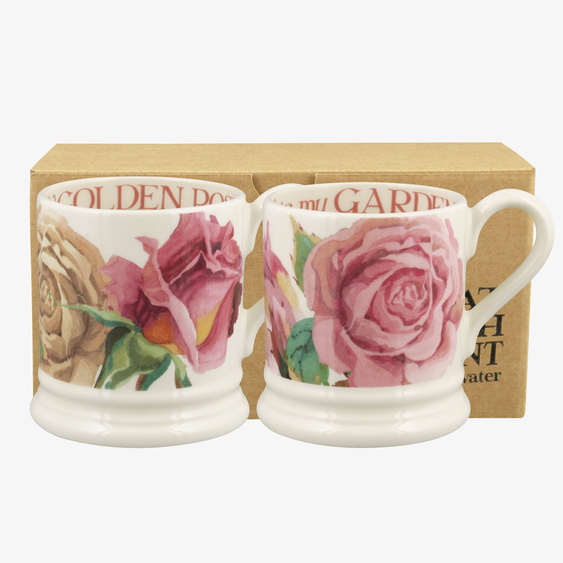 Emma Bridgewater  Roses Set Of 2 1/2 Pint Mugs Boxed - Unique Handmade & Handpainted English Earthen