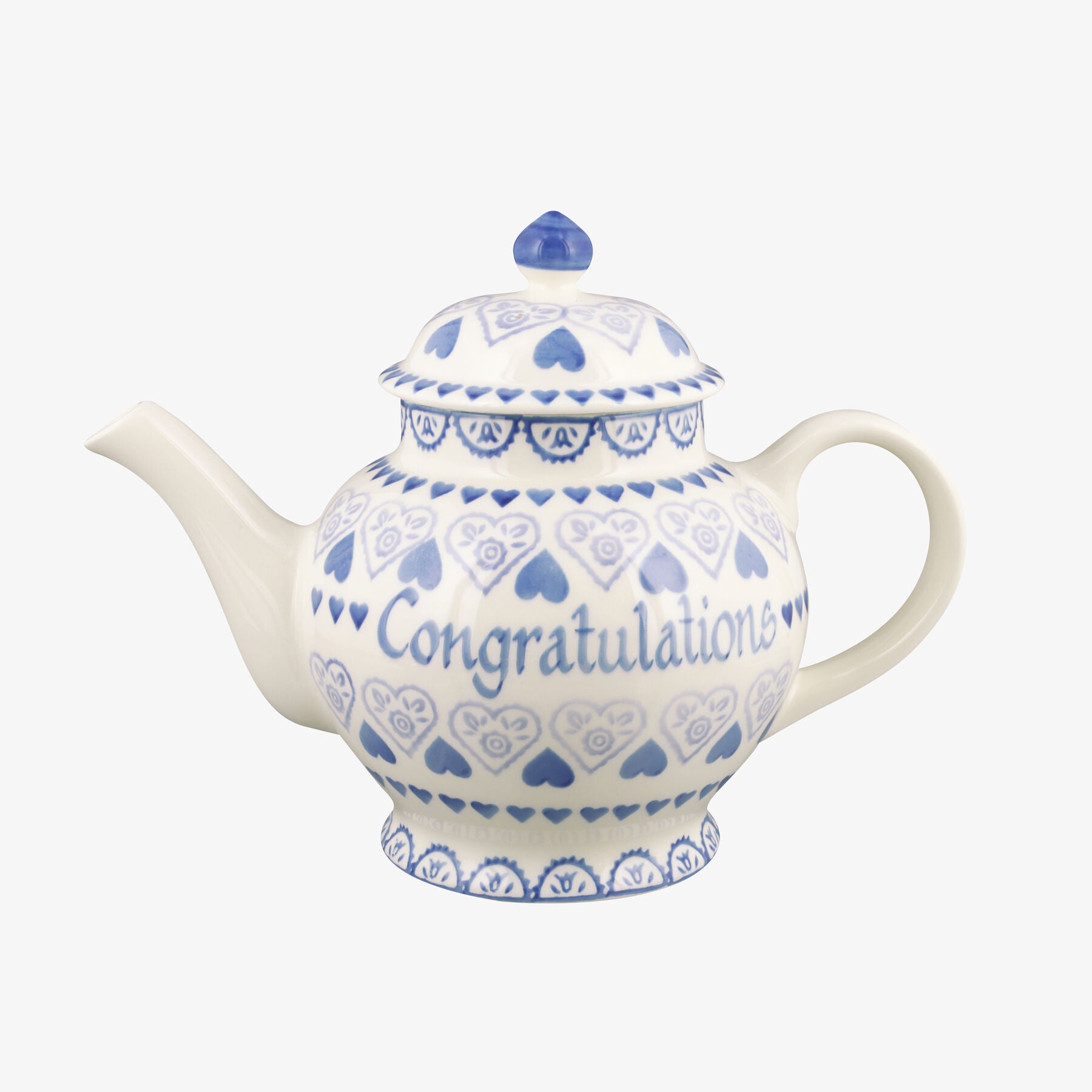 Personalised Blue Sampler 4 Mug Teapot  - Customise Your Own Pottery Earthenware  | Emma Bridgewater