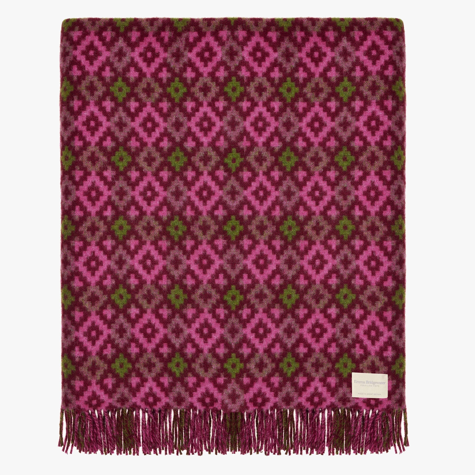 Pink Patterned Wool Throw 140 X 185 Cm  | Emma Bridgewater