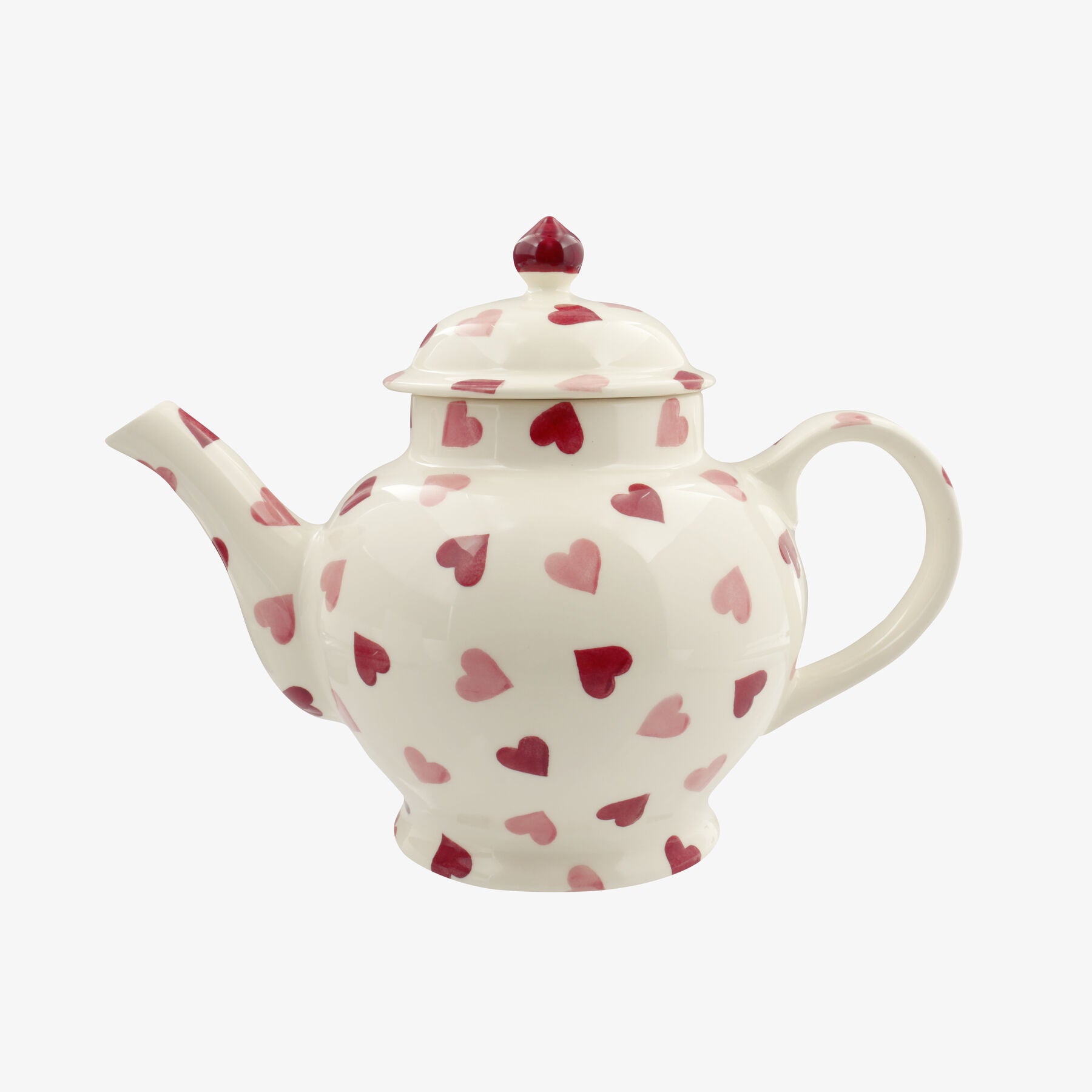 Emma Bridgewater |  Seconds Pink Hearts 4 Mug Teapot - Unique Handmade & Handpainted English Earthen