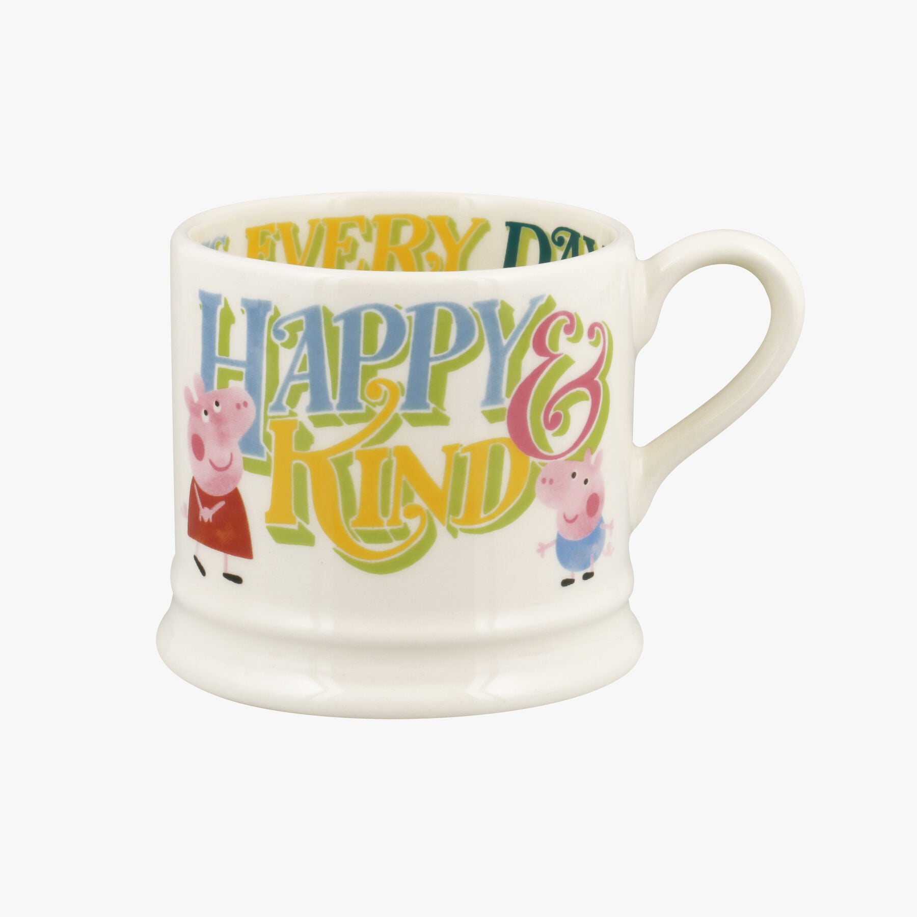 Peppa Pig Happy & Kind Small Mug - Unique Handmade & Handpainted English Earthenware Tea/Coffee Mug 