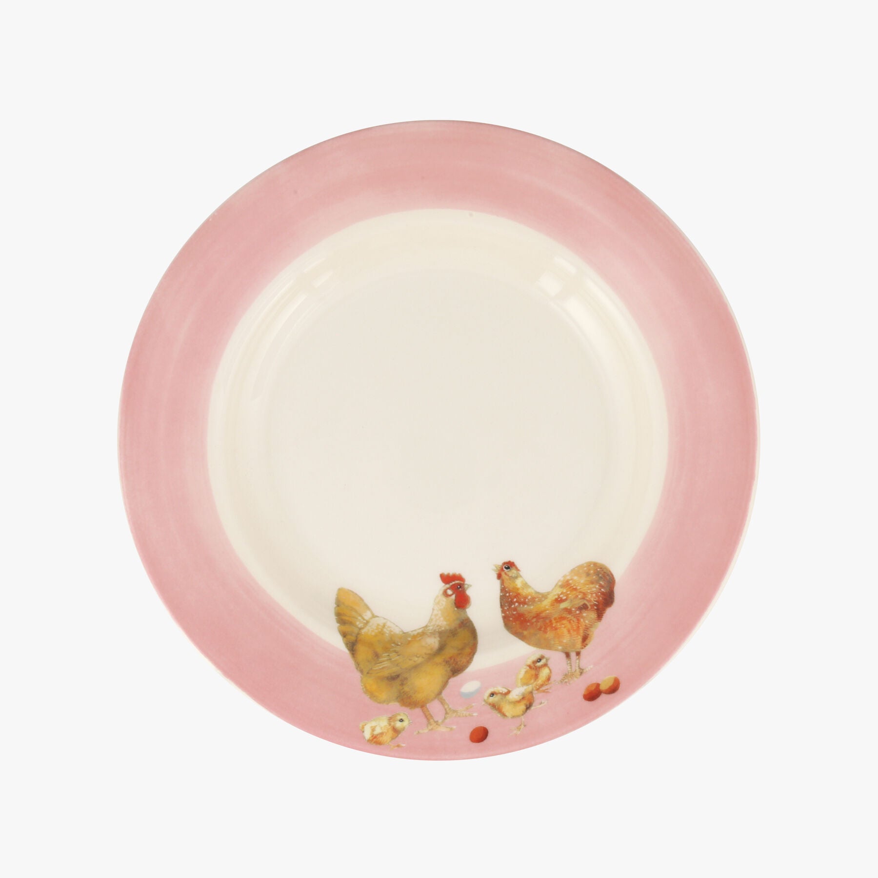 Chickens & Chicks 8 1/2 Inch Plate - Unique Handmade & Handpainted English Earthenware British-Made 