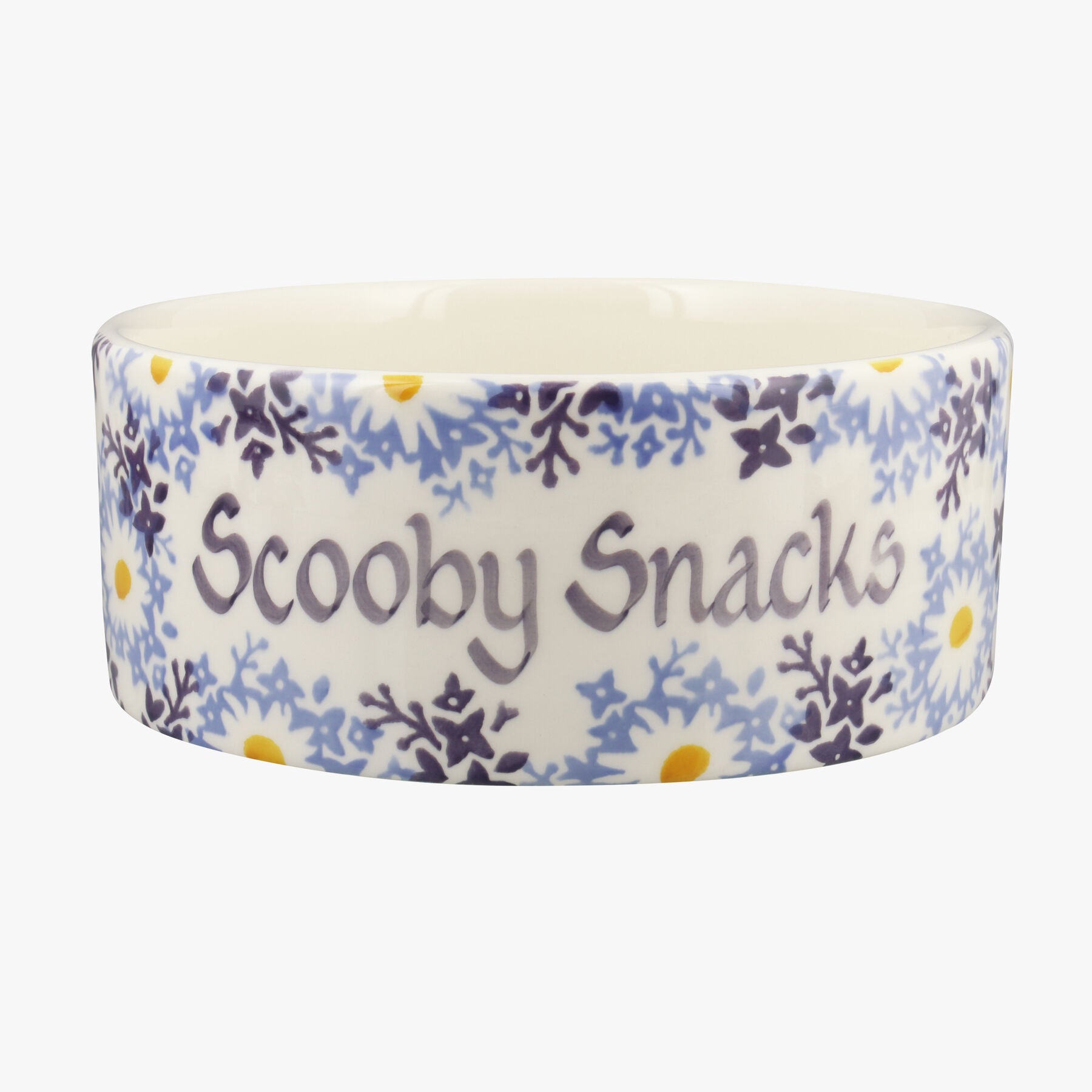 Personalised Blue Daisy Fields Large Pet Bowl  - Customise Your Own Pottery Earthenware  | Emma Brid